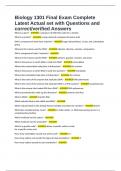 Biology 1301 Final Exam Complete Latest Actual set with Questions and correct&sol;verified Answers