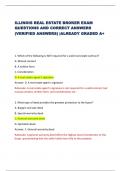 ILLINOIS REAL ESTATE BROKER EXAM  QUESTIONS AND CORRECT ANSWERS  &lpar;VERIFIED ANSWERS&rpar; &vert;ALREADY GRADED A&plus;