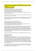 Safety Exam Questions With All Correct And Verified Answers