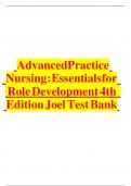 TEST BANK FOR Advanced Practice Nursing Essentials for Role Development 4th Edition by Lucille A Joel 2023 &vert; All Chapters A&plus; 9780803660441