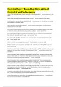 Electrical Safety Exam Questions With All Correct & Verified Answers