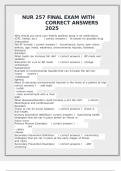 NUR 257 FINAL EXAM WITH CORRECT ANSWERS 2025