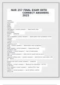 NUR 257 FINAL EXAM WITH CORRECT ANSWERS 2025