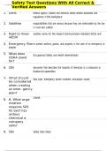 Safety Test Questions With All Correct & Verified Answers