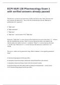 ECPI NUR 138 Pharmacology Exam 1 with verified answers already passed