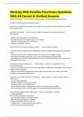 Working With Families Final Exam Questions With All Correct & Verified Answers