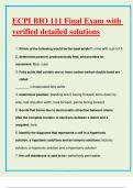 ECPI BIO 111 Final Exam with verified detailed solutions