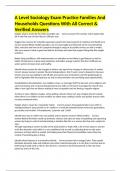 A Level Sociology Exam Practice Families And Households Questions With All Correct & Verified Answers