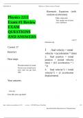 Physics 2211  &vert; Exam &num;1 Review EXAM &vert; QUESTIONS AND ANSWERS