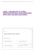 CWEA - LAB ANALYST III &lpar;CWEA CERTIFICATION TEST&rpar; 2025 QUESTIONS WITH 100&percnt; SOLVED SOLUTIONS&excl;&excl;