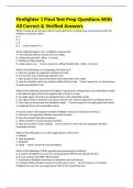 Firefighter 1 Final Test Prep Questions With All Correct & Verified Answers