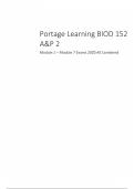 PORTAGE LEARNING AP2 BIOD 152 MODULE 1 &ndash; 7 EXAMS All in One&comma; &lpar;LATEST 2025 &sol; 2026 UPDATE&rpar;&comma; ACTUAL EXAM&sol;TEST QUESTIONS AND 100&percnt; VERIFIED ANSWERS&vert; A&plus; GRADE&period;