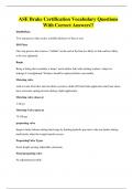 ASE Brake Certification Vocabulary Questions With Correct Answers&excl;&excl;