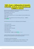 N440 - Exam 1 - Inflammation & Immunity  UPDATED  ACTUAL  Exam Questions and  CORRECT Answers