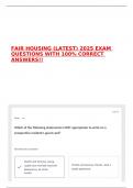 FAIR HOUSING &lpar;LATEST&rpar; 2025 EXAM QUESTIONS WITH 100&percnt; CORRECT ANSWERS&excl;&excl;