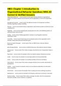 HBO&colon; Chapter 1 Introduction to Organizational Behavior Questions With All Correct & Verified Answers