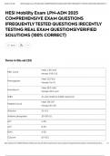 HESI Mobility Exam LPN-ADN 2025 COMPREHENSIVE EXAM QUESTIONS &vert;FREQUENTLY TESTED QUESTIONS &vert;RECENTLY TESTING REAL EXAM QUESTIONS&vert;VERIFIED SOLUTIONS &lpar;100&percnt; CORRECT&rpar;
