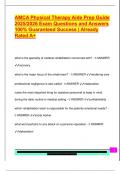 AMCA Physical Therapy Aide Prep Guide  2025&sol;2026 Exam Questions and Answers  100&percnt; Guaranteed Success &vert; Already  Rated A&plus; 