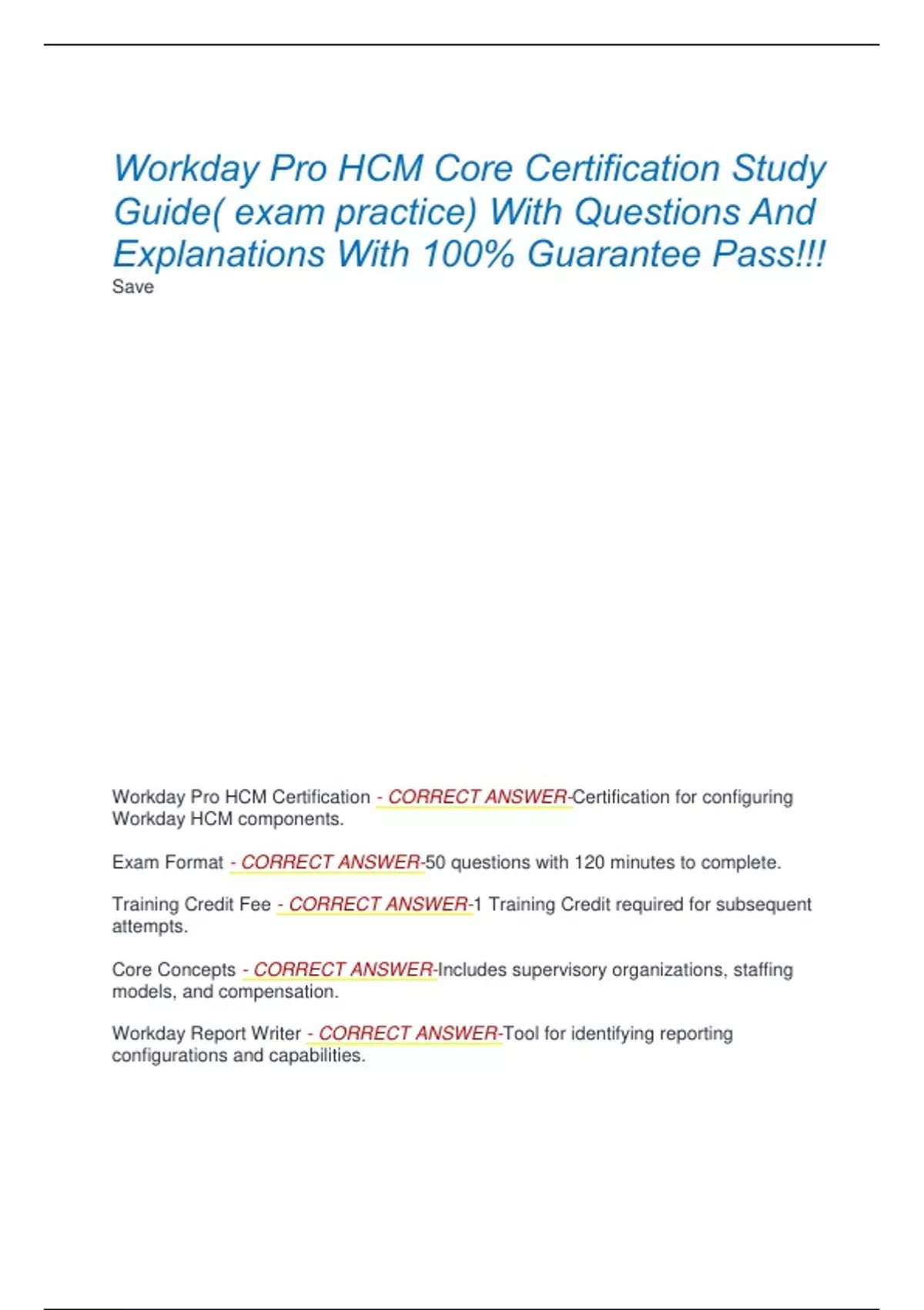 Workday Pro HCM Core Certification Study Guide( exam practice) With ...