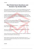 Real Estate Exam Questions and Answers Top Graded 2025