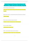 Health Related Fitness Questions and Answers Latest Version Already Passed
