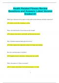 Health Related Fitness Review Questions and Answers Latest Version  Graded A&plus;