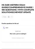 HS 3400 MIDTERM EXAM GUIDE&sol;COMPREHENSIVE GUIDE &vert; 100 QUESTIONS &vert; WITH COMPLETE SOLUTIONS&excl;&excl;&sol;NEWEST UPDATE