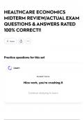 HEALTHCARE ECONOMICS MIDTERM REVIEW&sol;ACTUAL EXAM QUESTIONS & ANSWERS RATED 100&percnt; CORRECT&excl;&excl;