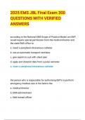 2025 EMS JBL Final Exam 300 QUESTIONS WITH VERIFIED ANSWERS&period;