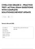 CWEA CSM GRADE 2 - PRACTICE TEST | ACTUAL EXAM QUESTIONS WITH COMPLETE SOLUTIONS!!/NEWEST UPDATE