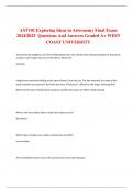 AST101 Exploring Ideas in Astronomy Final Exam 2024&sol;2025  Questions And Answers Graded A&plus; WEST COAST UNIVERSITY