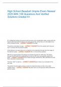 High School Baseball Umpire Exam Newest  2025 With 159 Questions And Verified  Solutions Graded A&plus; 
