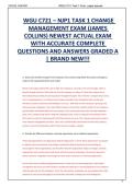WGU C721 &ndash; NJP1 TASK 1 CHANGE  MANAGEMENT EXAM &lpar;JAMES  COLLINS&rpar; NEWEST ACTUAL EXAM  WITH ACCURATE COMPLETE  QUESTIONS AND ANSWERS GRADED A