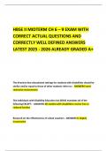   HBSE II MIDTERM CH 6 &ndash; 9 EXAM WITH CORRECT ACTUAL QUESTIONS AND CORRECTLY WELL DEFINED ANSWERS LATEST 2025 - 2026 ALREADY GRADED A&plus; 