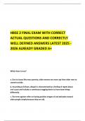 HBSE 2 FINAL EXAM WITH CORRECT ACTUAL QUESTIONS AND CORRECTLY WELL DEFINED ANSWERS LATEST 2025 - 2026 ALREADY GRADED A&plus; 