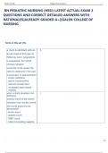  RN PEDIATRIC NURSING &lpar;HESI&rpar; LATEST ACTUAL EXAM 2  QUESTIONS AND CORRECT DETAILED ANSWERS WITH  RATIONALES&vert;ALREADY GRADED A&plus;&vert;&vert;GALEN COLLEGE OF  NURSING