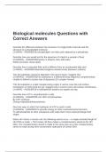 Biological molecules Questions with Correct Answers