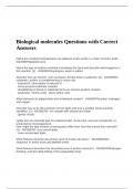 Biological molecules Questions with Correct Answers