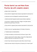 Florida Dental Law and Rules Exam  Practice Qs with complete answers