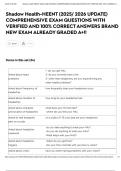 Shadow Health-HEENT &lpar;2025&sol; 2026 UPDATE&rpar; COMPREHENSIVE EXAM QUESTIONS WITH VERIFIED AND 100&percnt; CORRECT ANSWERS BRAND NEW EXAM ALREADY GRADED A&plus;&excl;&excl;