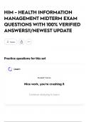 HIM - HEALTH INFORMATION MANAGEMENT MIDTERM EXAM QUESTIONS WITH 100&percnt; VERIFIED ANSWERS&excl;&excl;&sol;NEWEST UPDATE