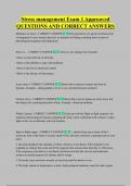 Stress management Exam 1 Approaved  QUESTIONS AND CORRECT ANSWERS 