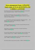 Stress management Exam 1 UPDATED  Study Guide ACTUAL QUESTIONS AND  CORRECT ANSWERS 