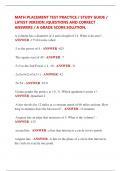 MATH PLACEMENT TEST PRACTICE &sol; STUDY GUIDE &sol;  LATEST VERSION &sol;QUESTIONS AND CORRECT  ANSWERS &sol; A GRADE SCORE SOLUTION