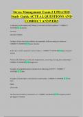 Stress Management Exam 2 UPDATED  Study Guide ACTUAL QUESTIONS AND  CORRECT ANSWERS