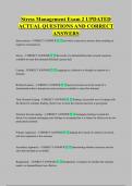 Stress Management Exam 2 UPDATED  ACTUAL QUESTIONS AND CORRECT  ANSWERS 