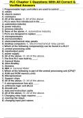 PLC Chapter 1 Questions With All Correct & Verified Answers