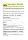 Intro to PLC Questions With All & Verified Answers