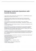 Biological molecules Questions with Correct Answers