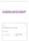 HS 3400 EXAM 1 PRACTICE QUESTIONS & ANSWERS SOLVED 100&percnt; CORRECT&excl;&excl;